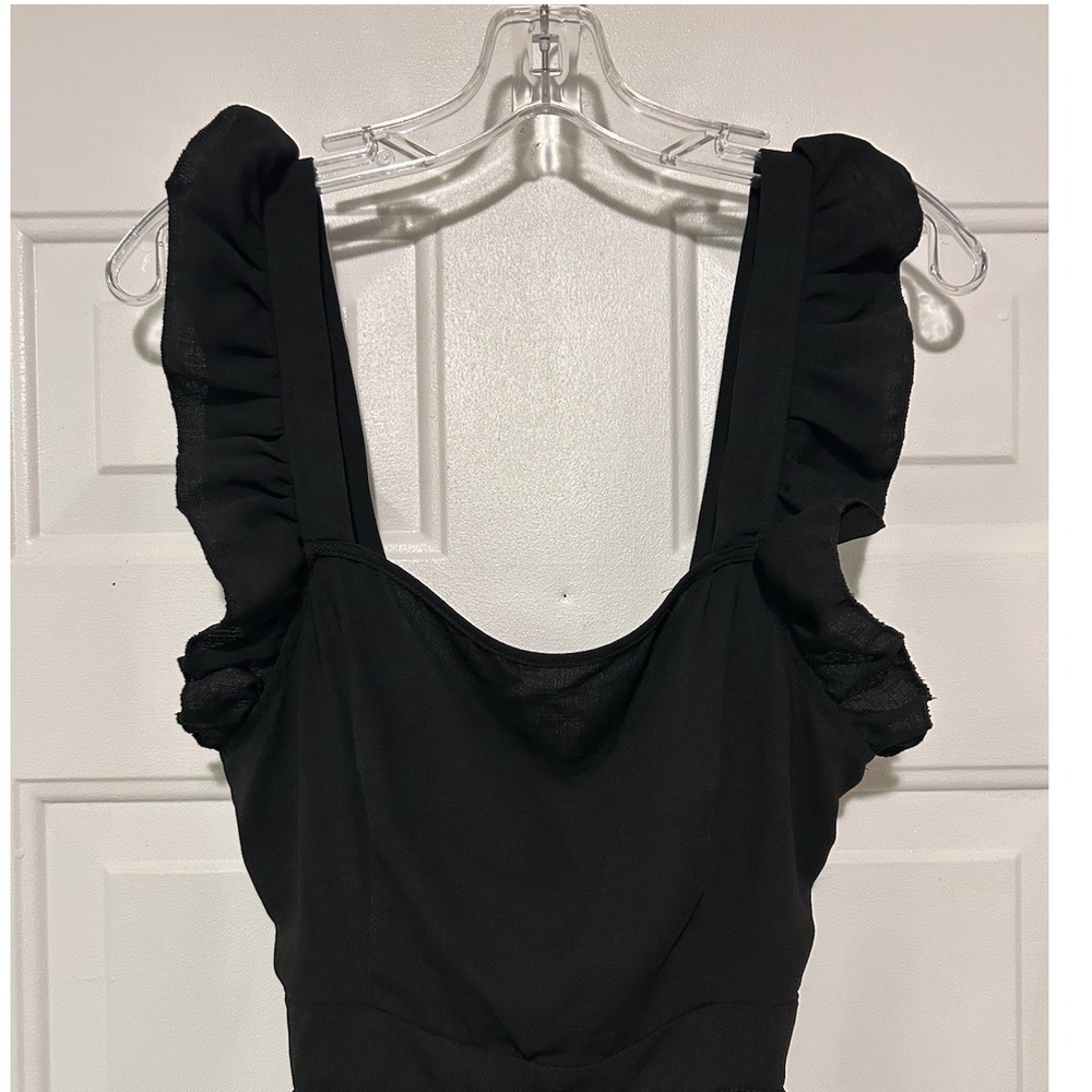 Women's Tie Back Ruffle Strap A‎ Line Fit and Flare Dress- Black Medium - Picture 7 of 14